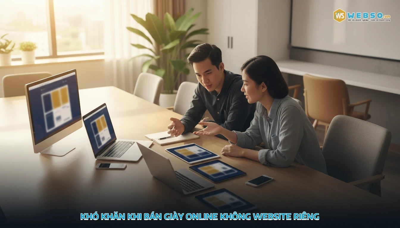 thiết kế website bán giày - Khó Khăn Khi Bán Giày Online Không Website Riêng