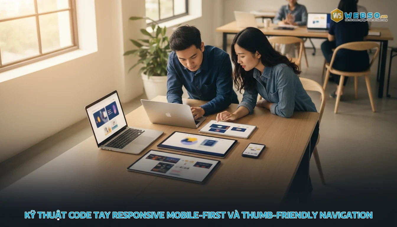 thiết kế web code tay - Kỹ thuật code tay responsive mobile-first và thumb-friendly navigation