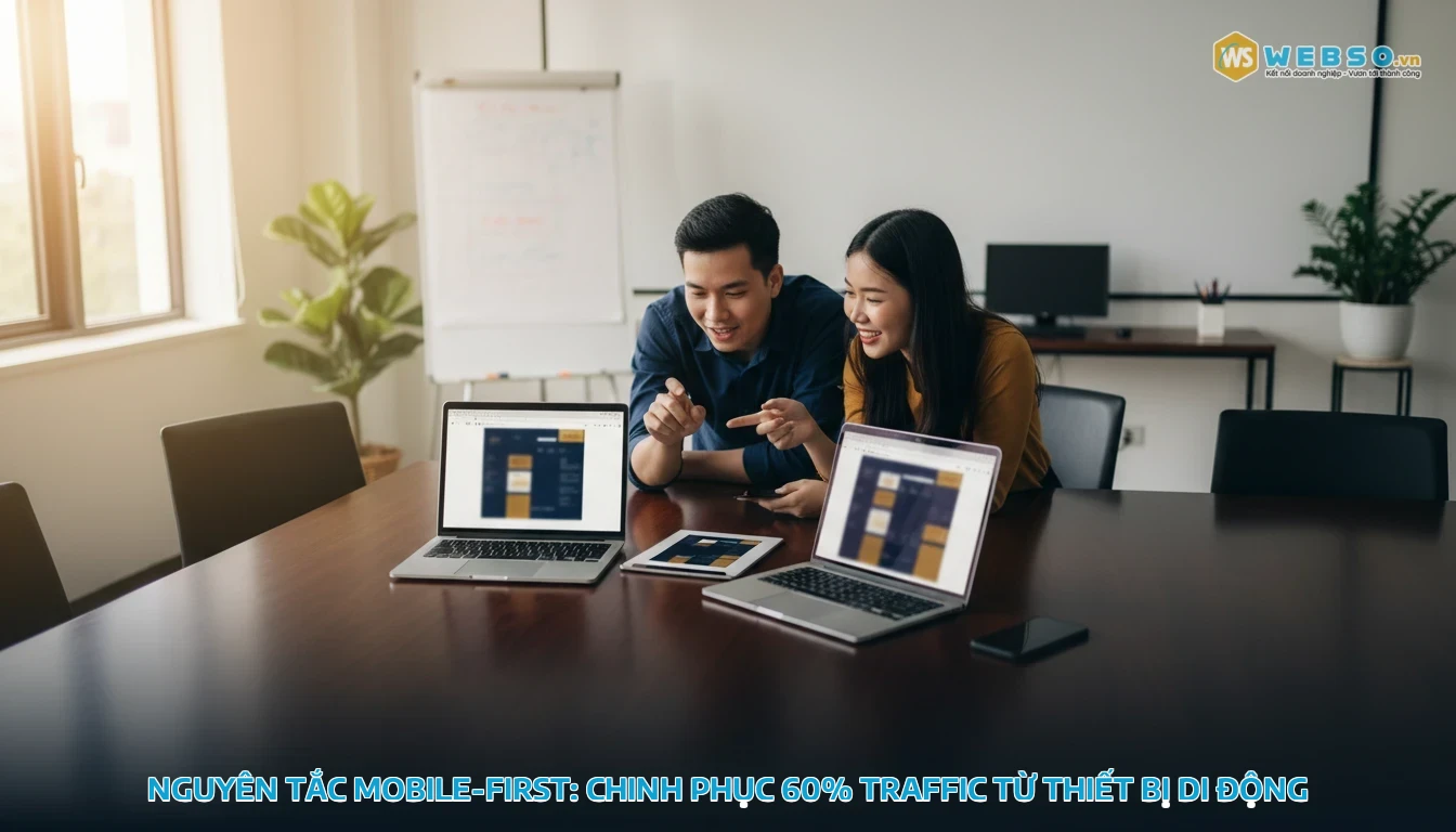 những điều cần biết khi thiết kế website - Nguyên tắc Mobile-First: Chinh phục 60% traffic từ thiết bị di động