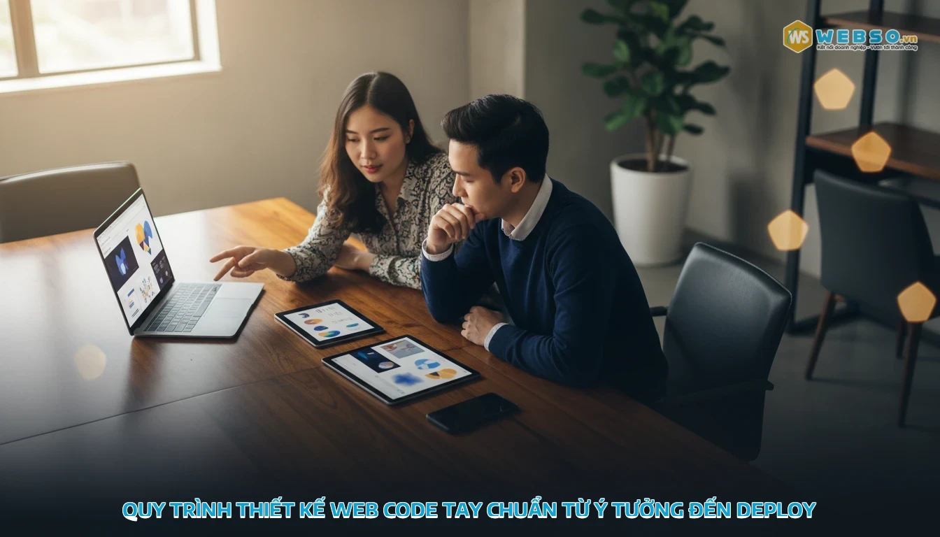 thiết kế web code tay - Quy trình thiết kế web code tay chuẩn từ ý tưởng đến deploy