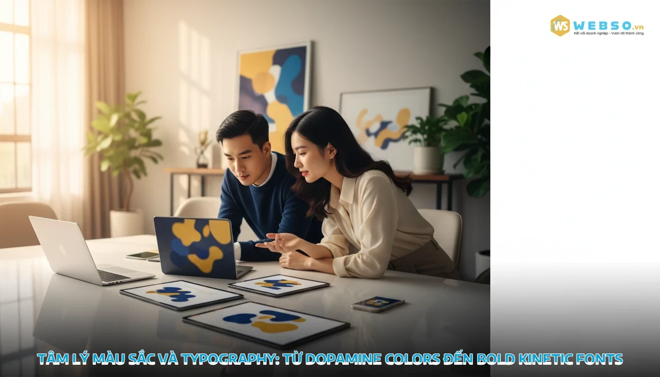những điều cần biết khi thiết kế website - Tâm lý màu sắc và typography: Từ Dopamine Colors đến Bold Kinetic Fonts