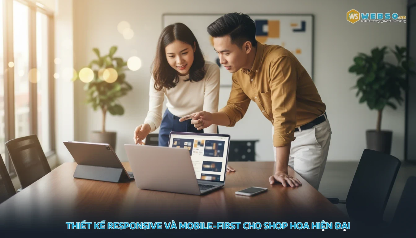thiết kế web shop hoa - Thiết kế responsive và mobile-first cho shop hoa hiện đại