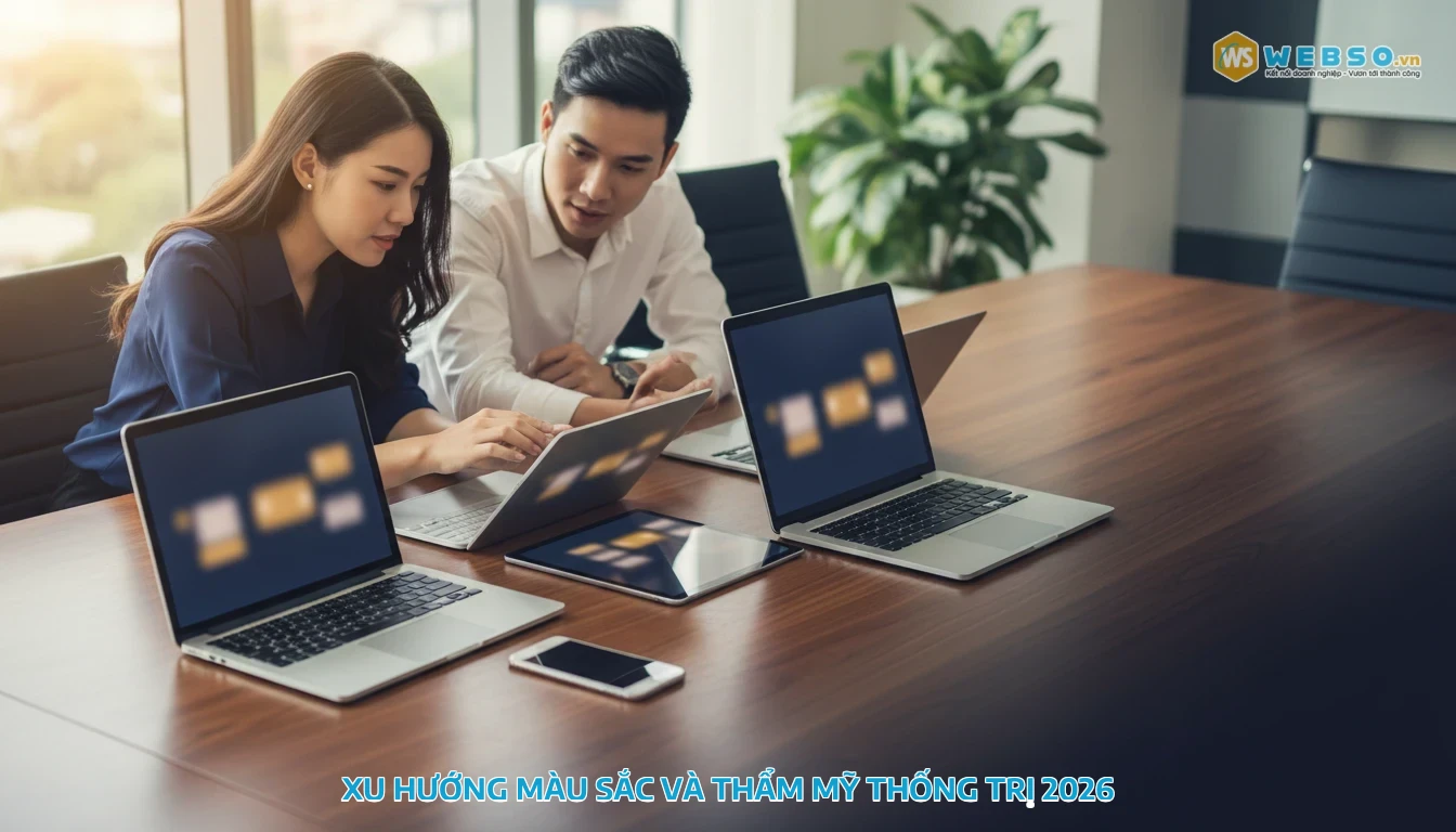 thiết kế giao diện web - Xu hướng màu sắc và thẩm mỹ thống trị 2026