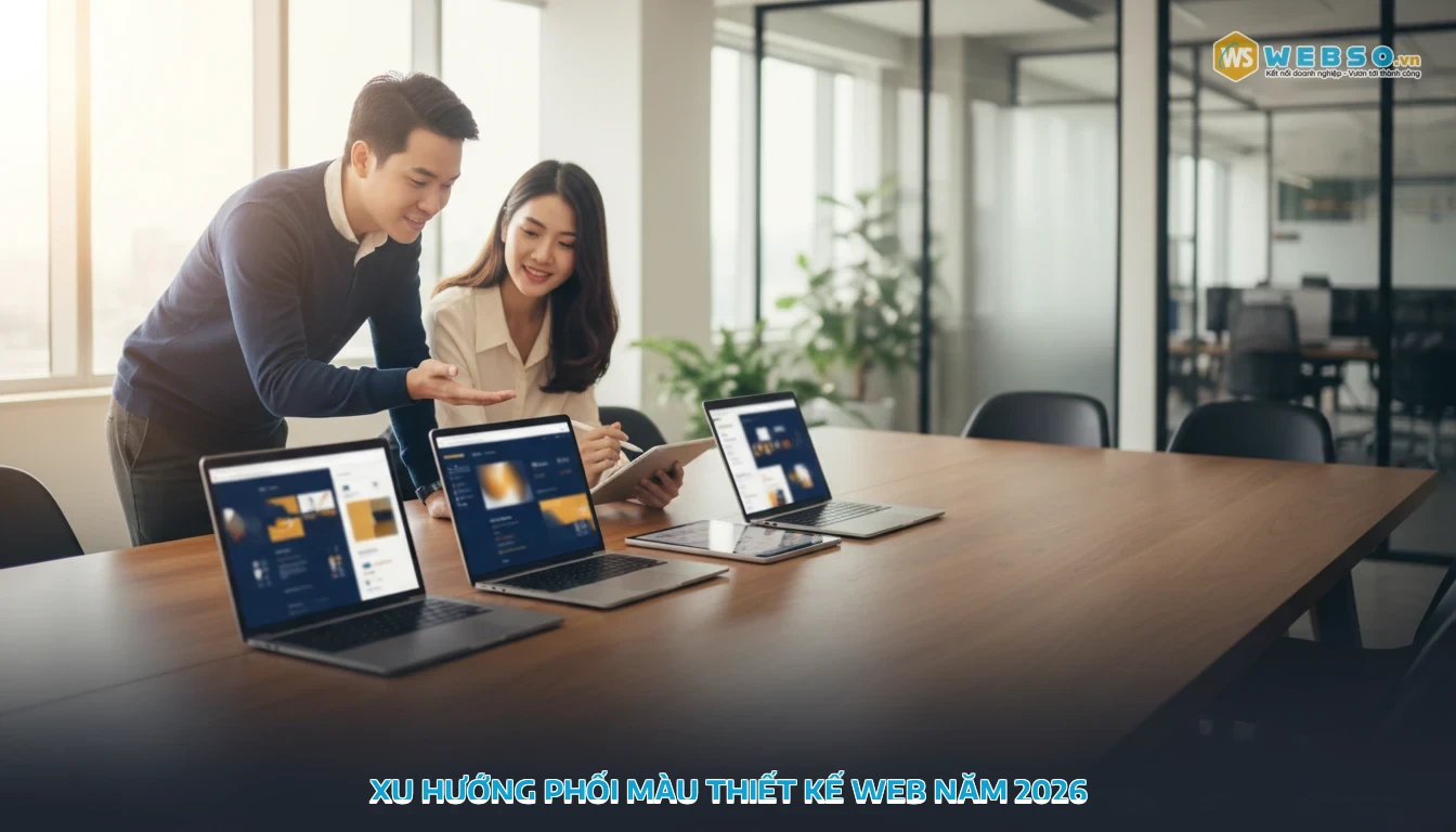 phối màu trong thiết kế web - Xu hướng phối màu thiết kế web năm 2026