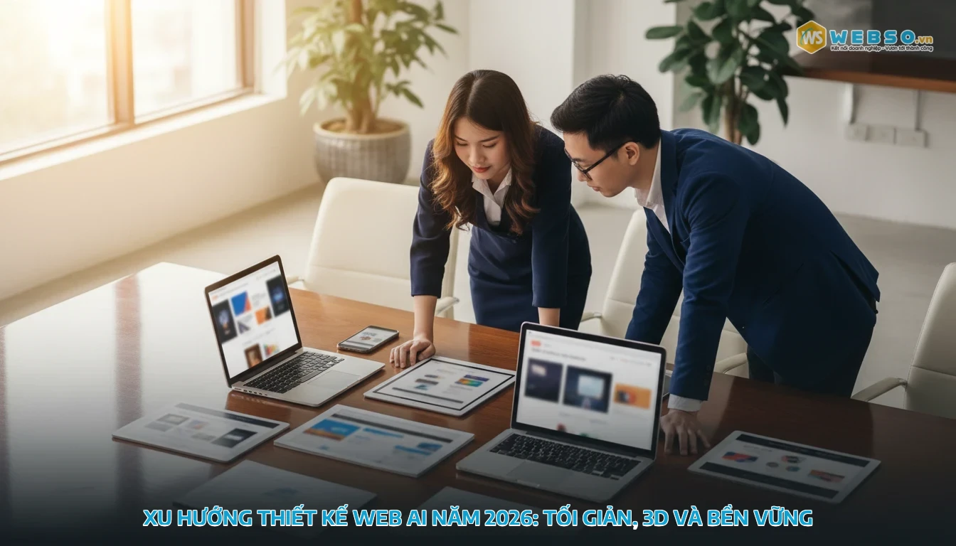 thiết kế web bằng ai - Xu Hướng Thiết Kế Web AI Năm 2026: Tối Giản, 3D và Bền Vững