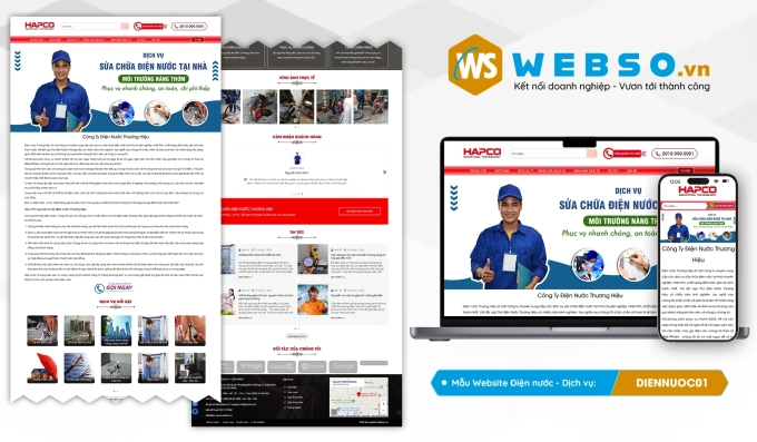 Mẫu website Điện Nước - Dịch Vụ 01