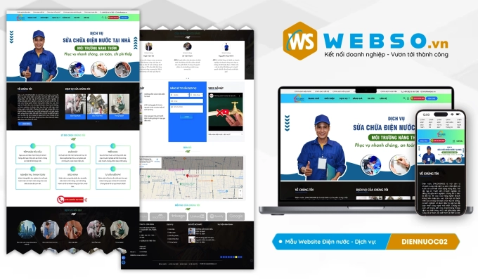 Mẫu website Điện Nước - Dịch Vụ 02