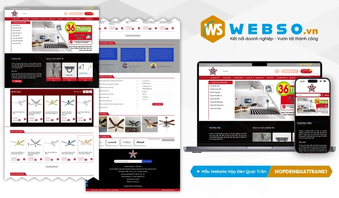 Mẫu website Hộp Đèn, Quạt Trần 01