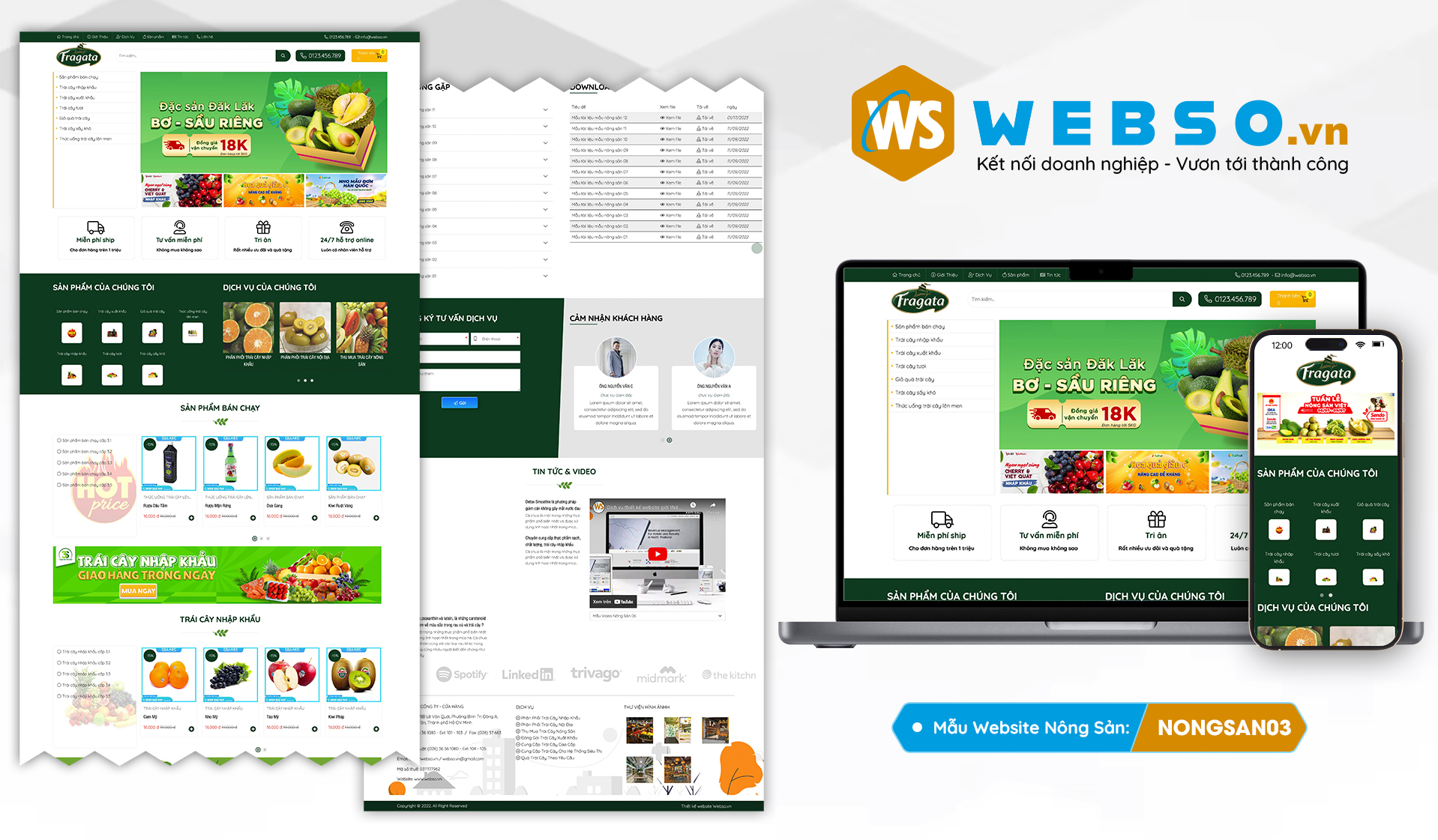 Mẫu website Nông Sản 03