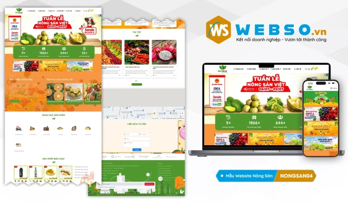 Mẫu website Nông Sản 04