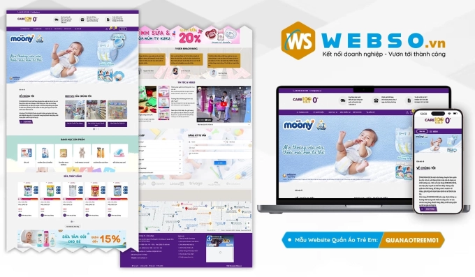 Mẫu website Quần Áo Trẻ Em ( Con Cưng) 01