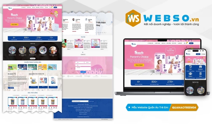 Mẫu website Quần Áo Trẻ Em ( Con Cưng) 04